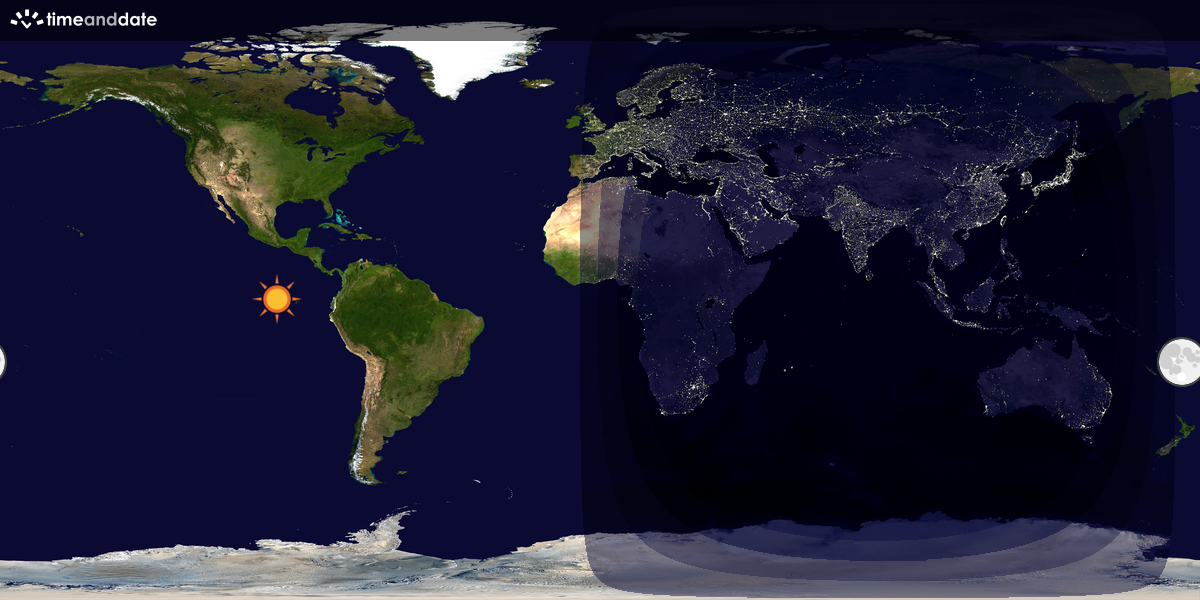 Verdenskart som viser dag og natt 