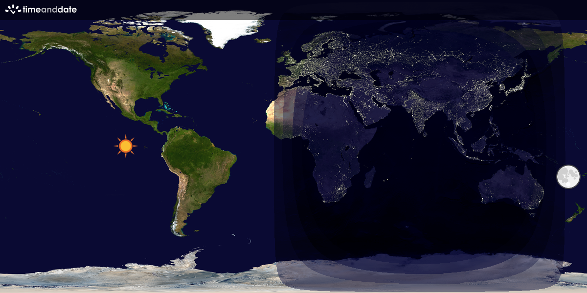 Verdenskart som viser dag og natt 