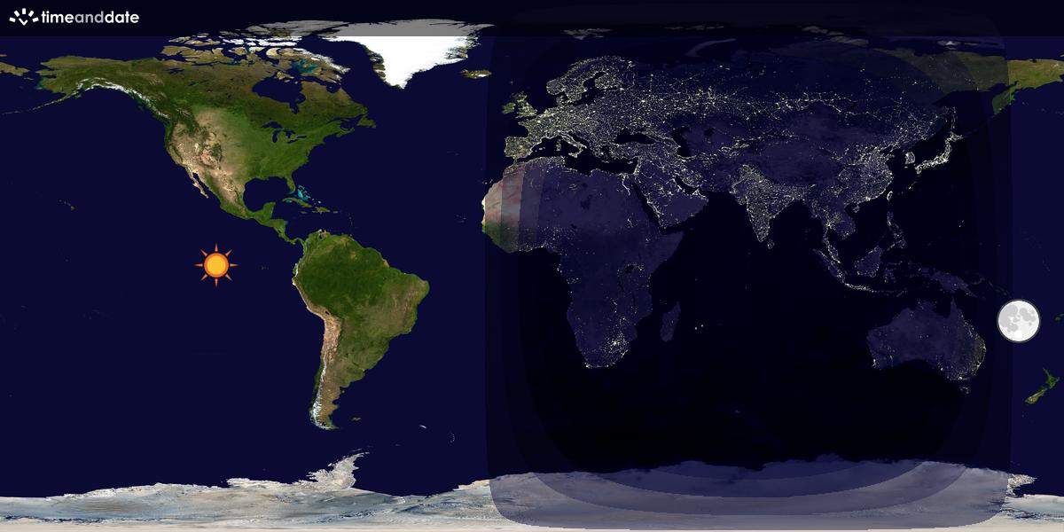 Verdenskart som viser dag og natt 