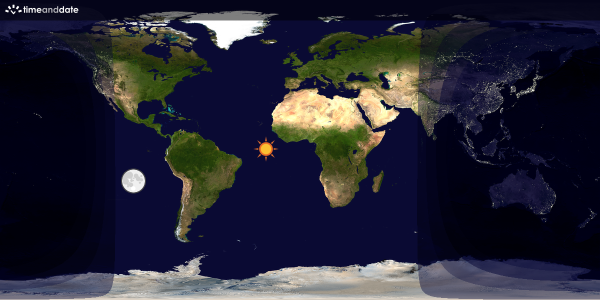 Verdenskart som viser dag og natt 