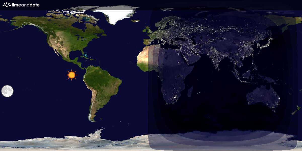 Verdenskart som viser dag og natt 