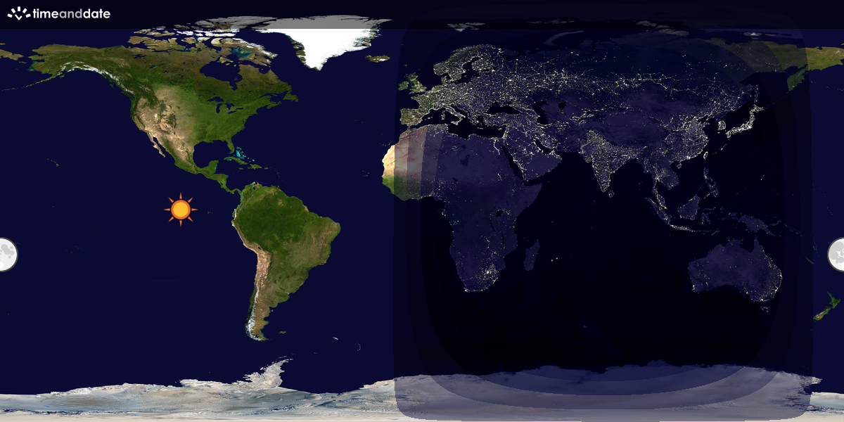Verdenskart som viser dag og natt 