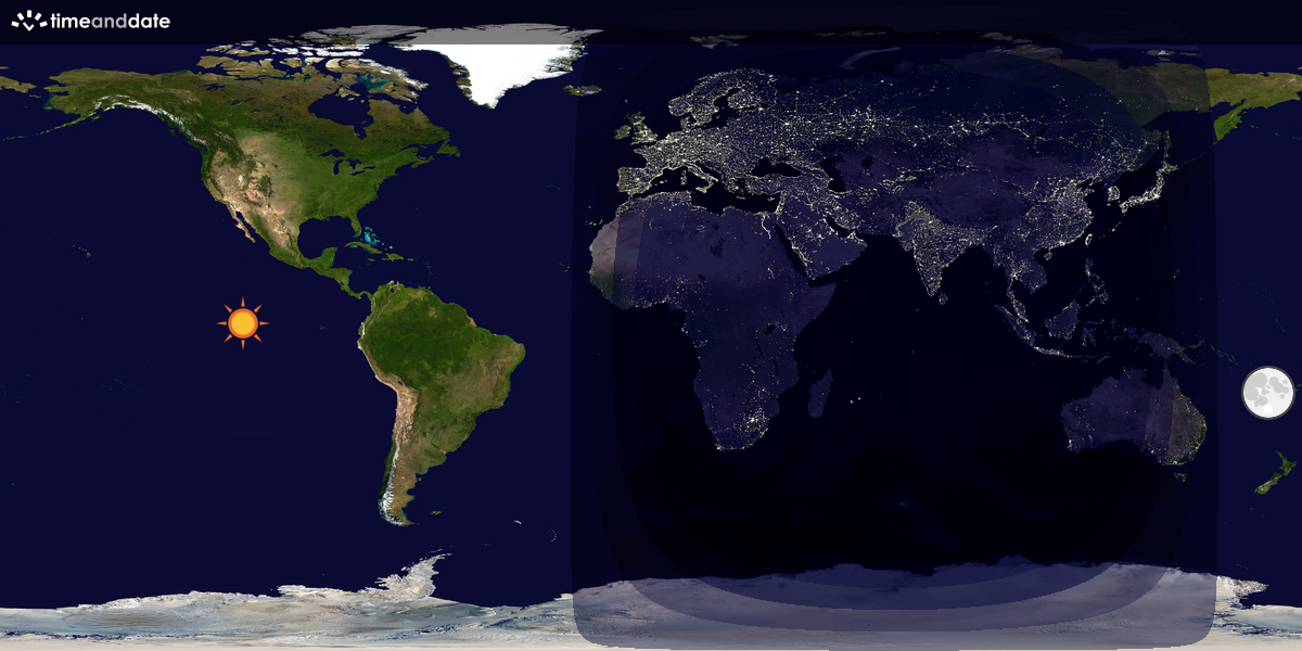 Verdenskart som viser dag og natt 