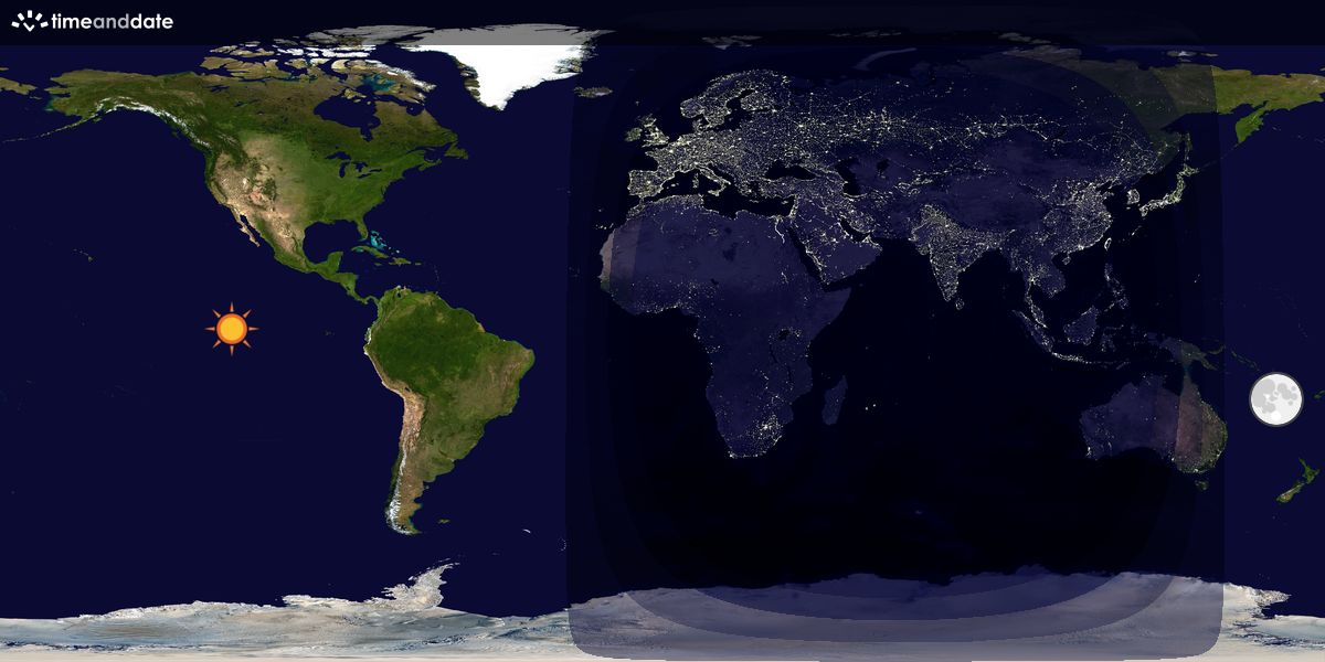 Verdenskart som viser dag og natt 