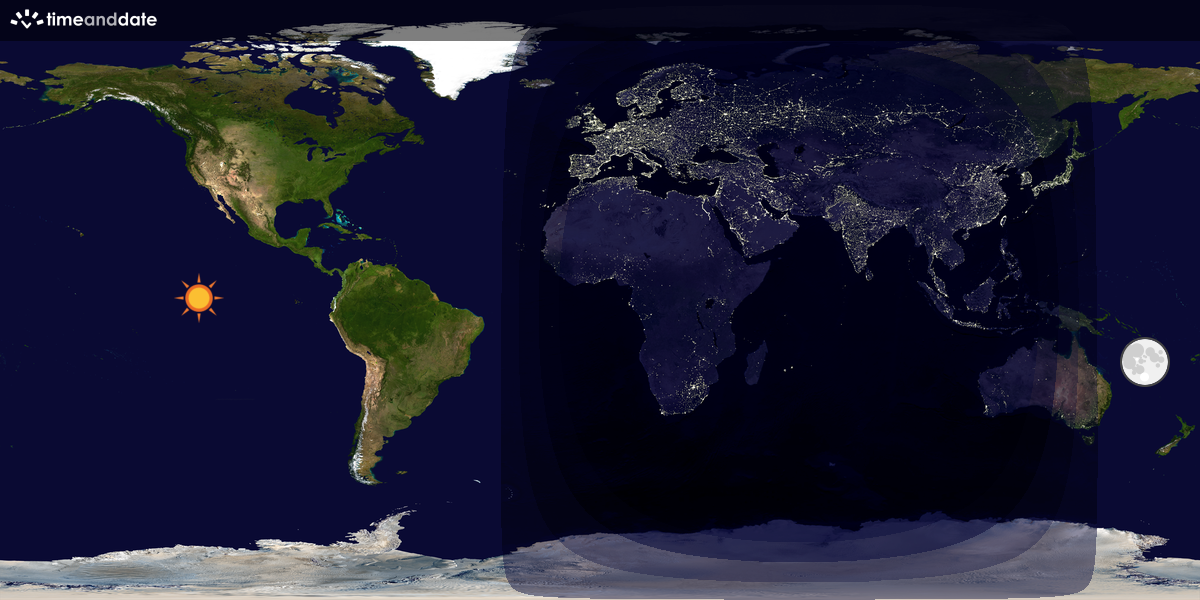 Verdenskart som viser dag og natt 