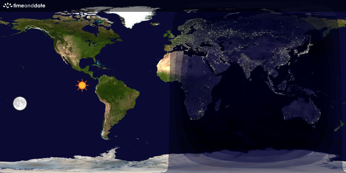 Verdenskart som viser dag og natt 