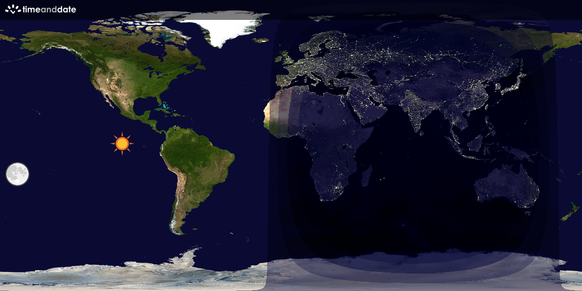 Verdenskart som viser dag og natt 