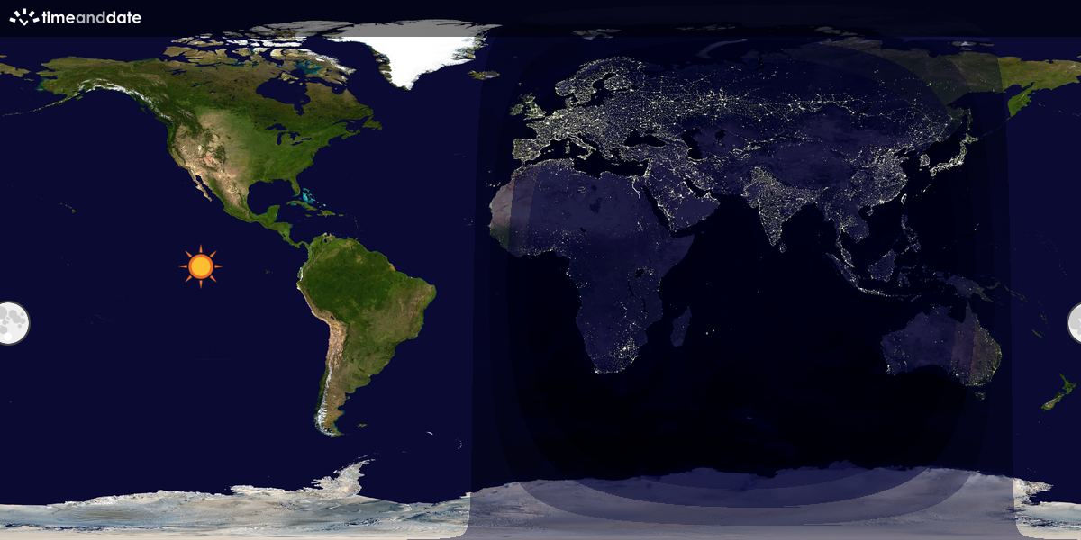 Verdenskart som viser dag og natt 