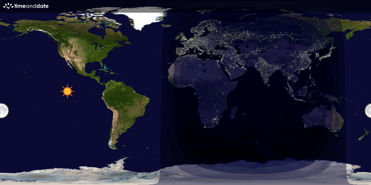 Verdenskart som viser dag og natt 