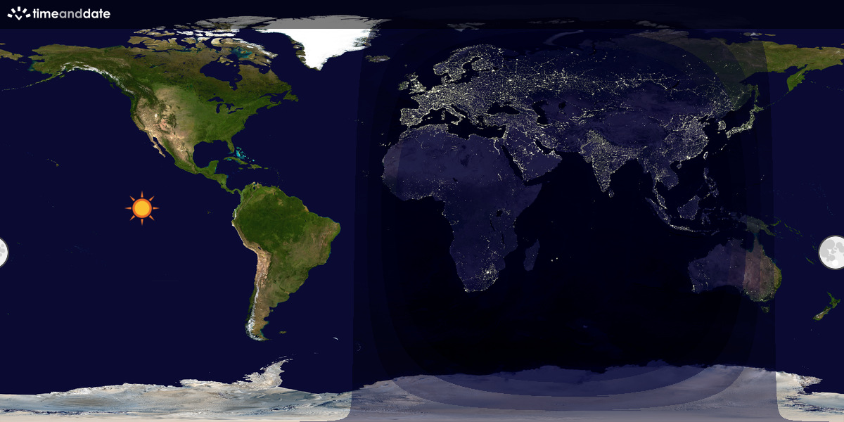 Verdenskart som viser dag og natt 