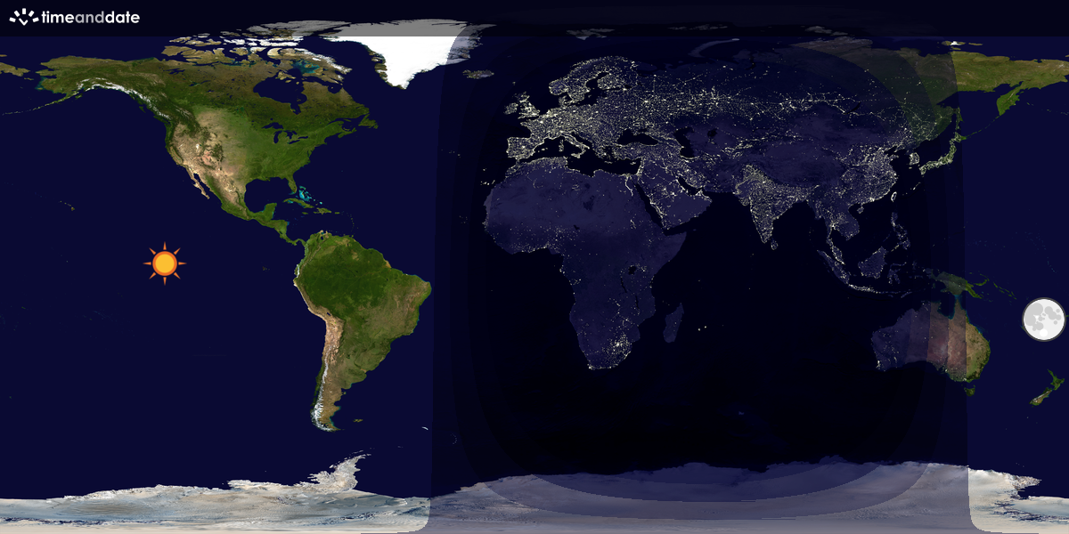 Verdenskart som viser dag og natt 