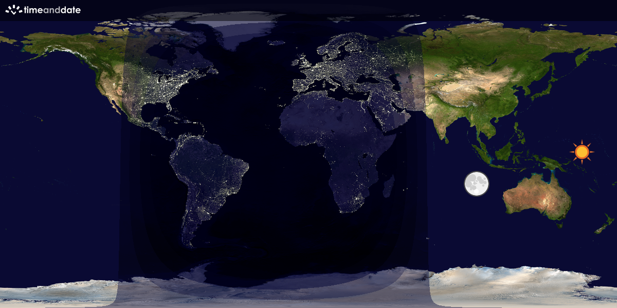 Verdenskart som viser dag og natt 