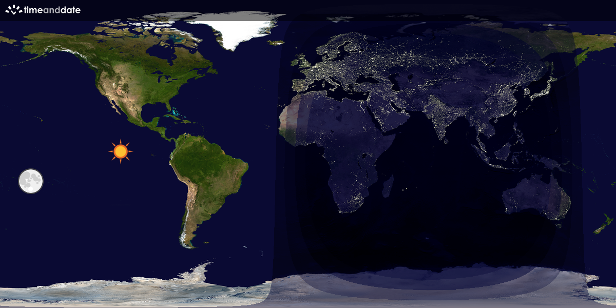 Verdenskart som viser dag og natt 