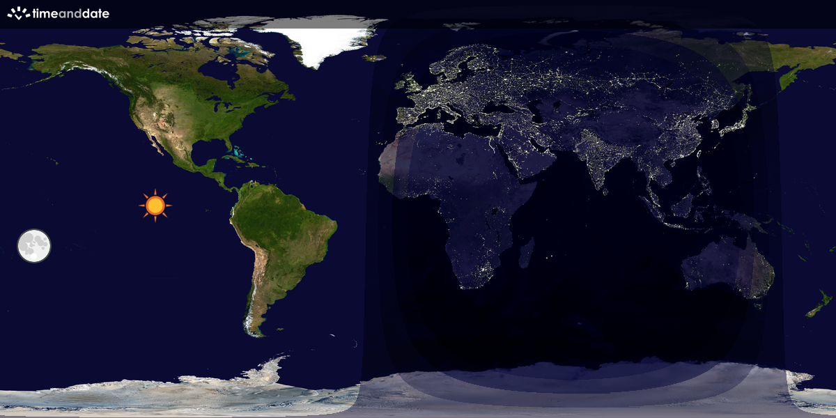 Verdenskart som viser dag og natt 