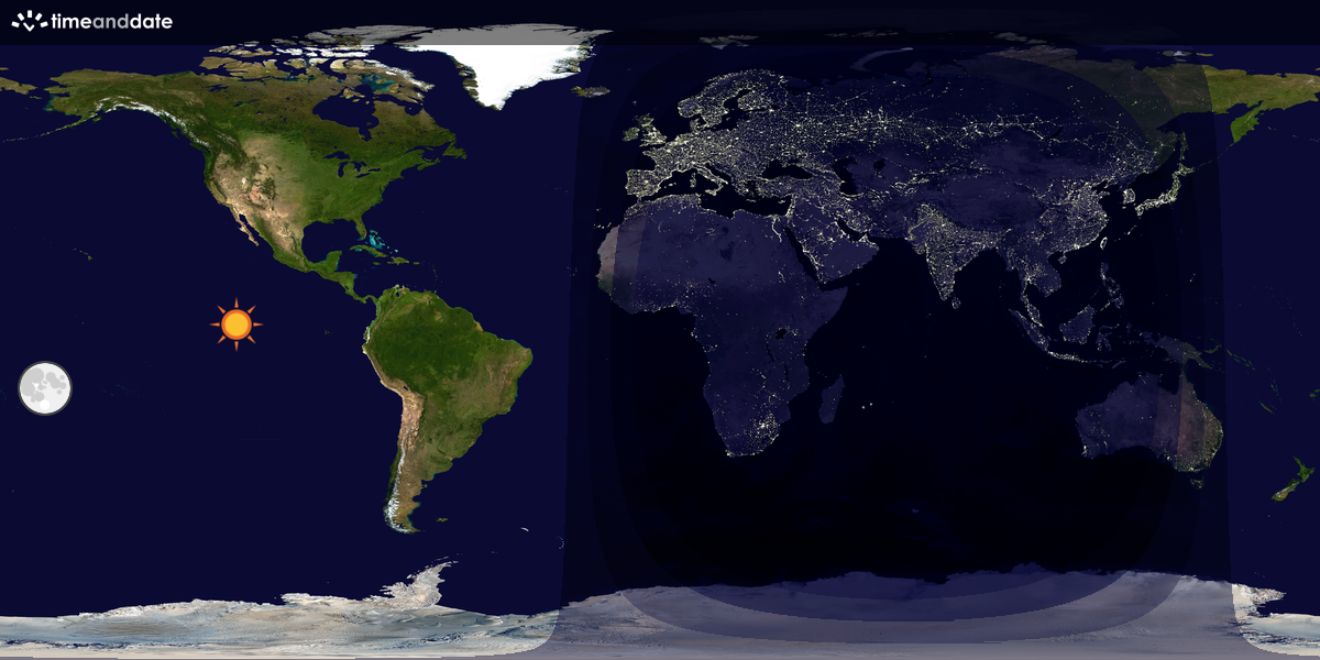 Verdenskart som viser dag og natt 