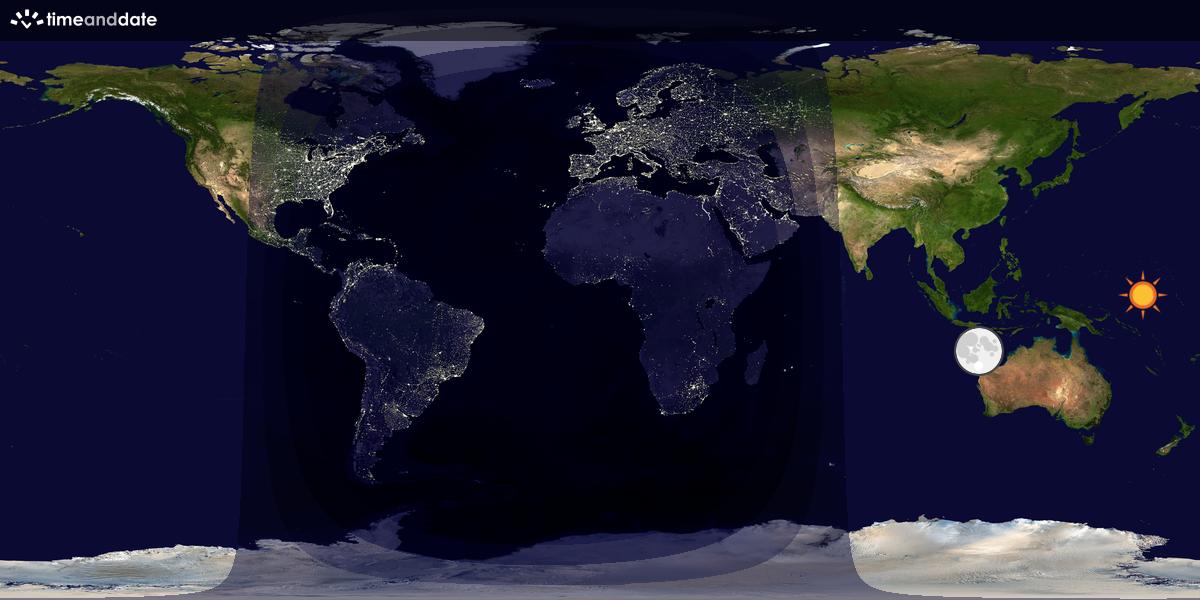 Verdenskart som viser dag og natt 