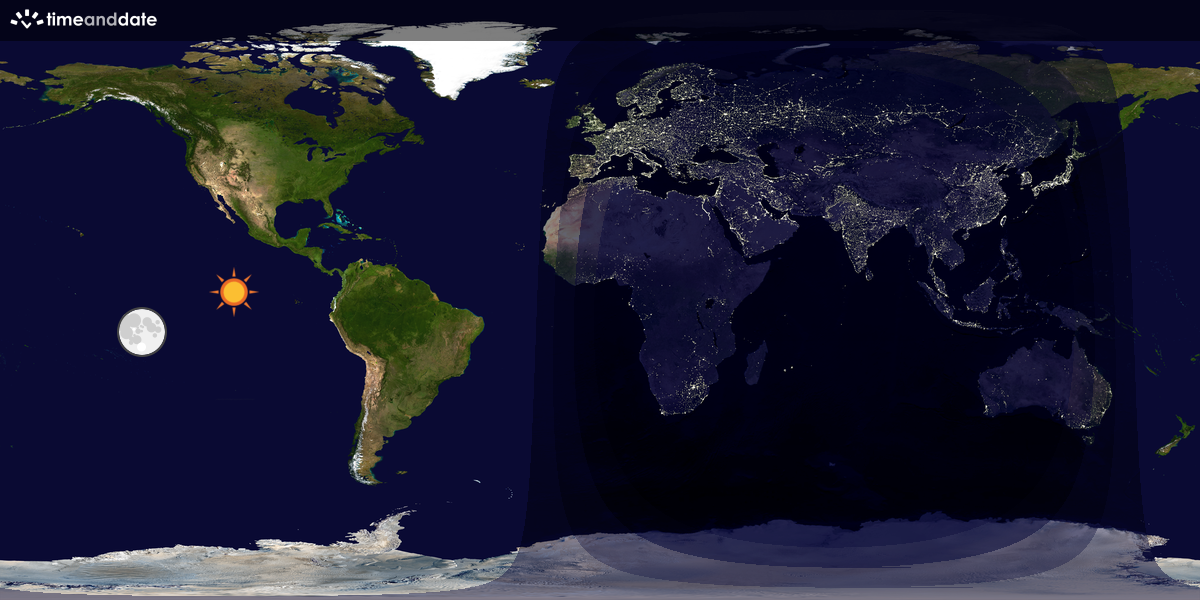 Verdenskart som viser dag og natt 
