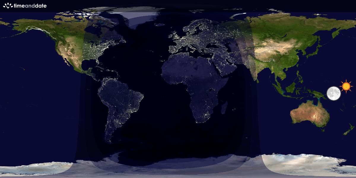 Verdenskart som viser dag og natt 