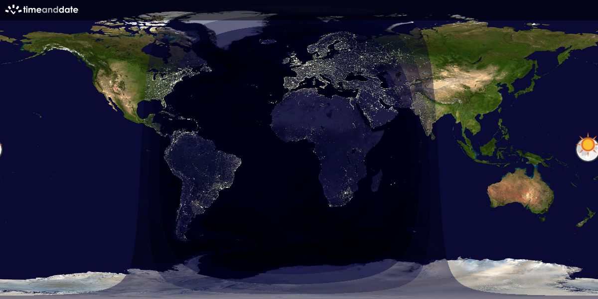 Verdenskart som viser dag og natt 