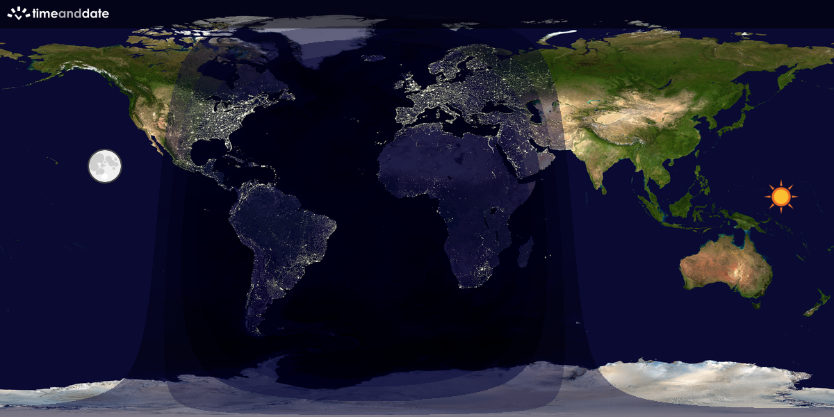 Verdenskart som viser dag og natt 