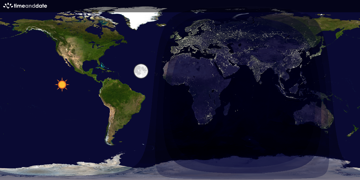 Verdenskart som viser dag og natt 