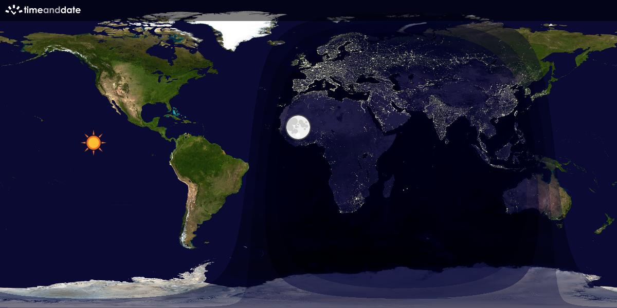 Verdenskart som viser dag og natt 