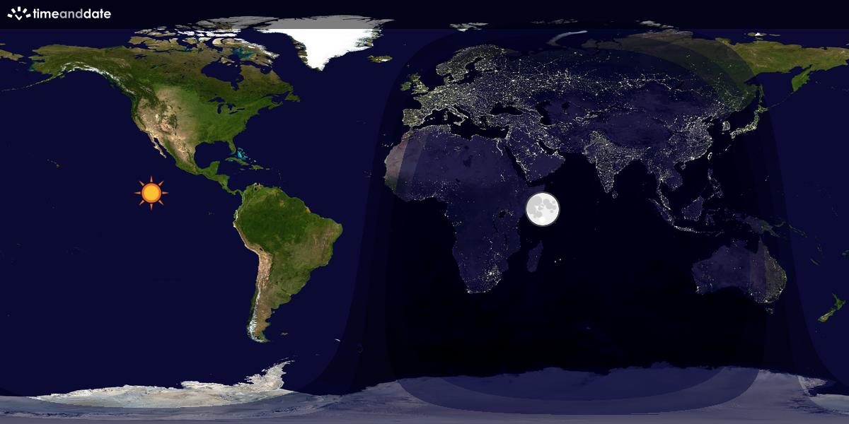 Verdenskart som viser dag og natt 