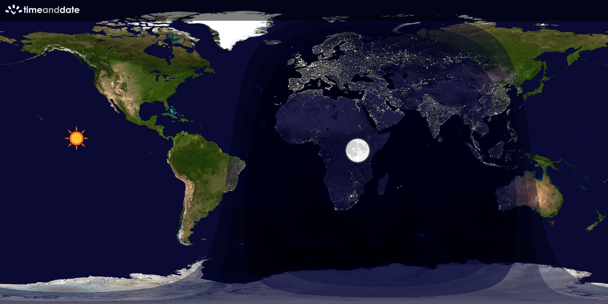 Verdenskart som viser dag og natt 