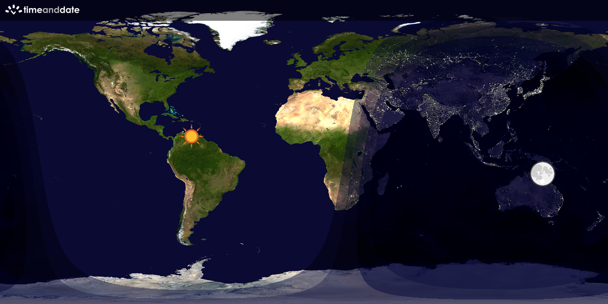 Verdenskart som viser dag og natt 
