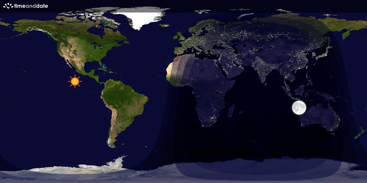 Verdenskart som viser dag og natt 