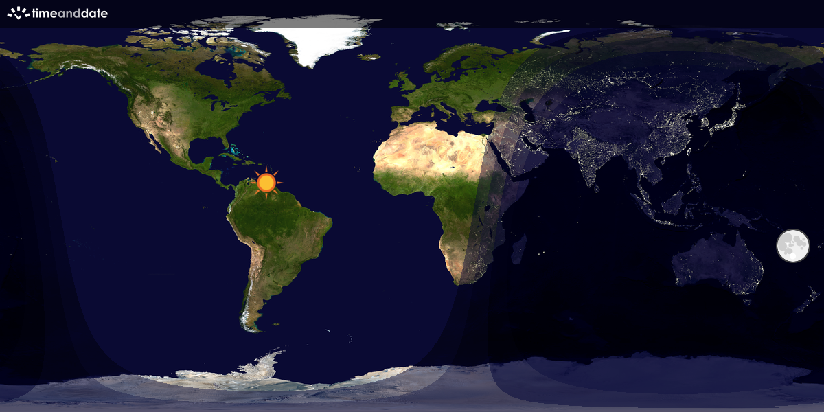 Verdenskart som viser dag og natt 