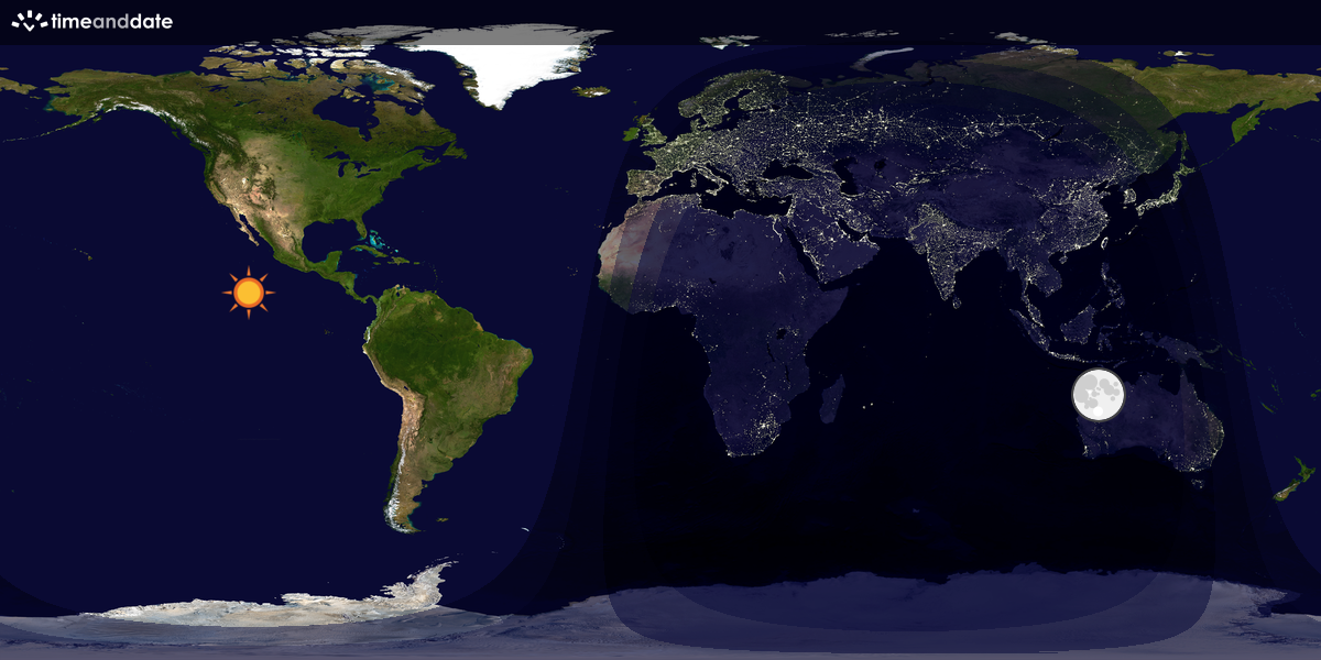 Verdenskart som viser dag og natt 
