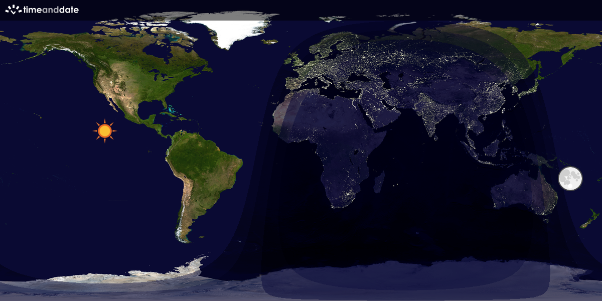 Verdenskart som viser dag og natt 