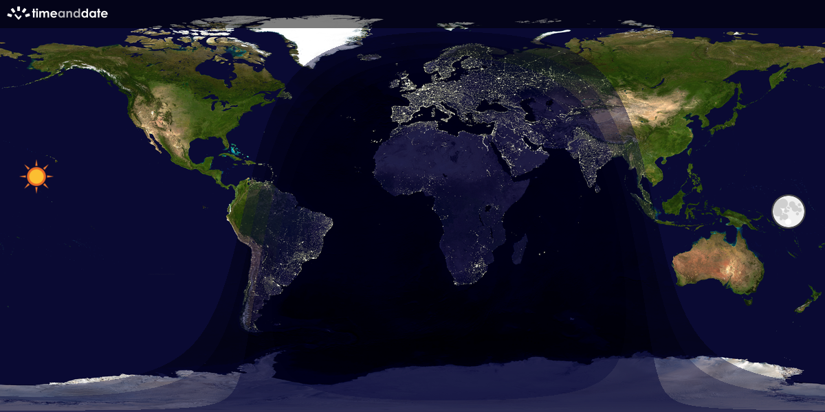 Verdenskart som viser dag og natt 