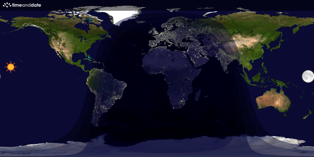 Verdenskart som viser dag og natt 