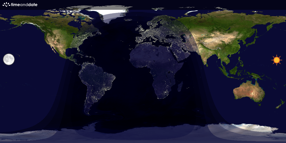 Verdenskart som viser dag og natt 