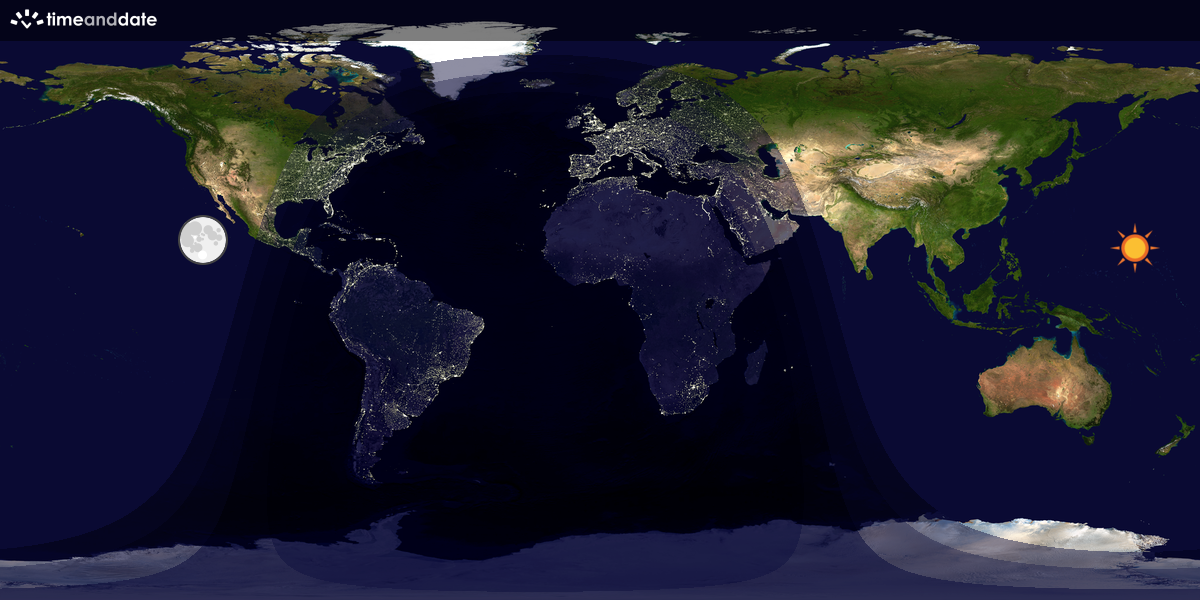 Verdenskart som viser dag og natt 