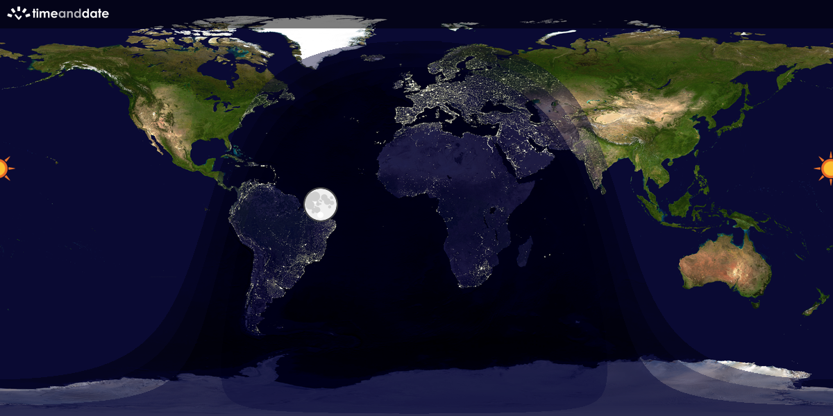 Verdenskart som viser dag og natt 