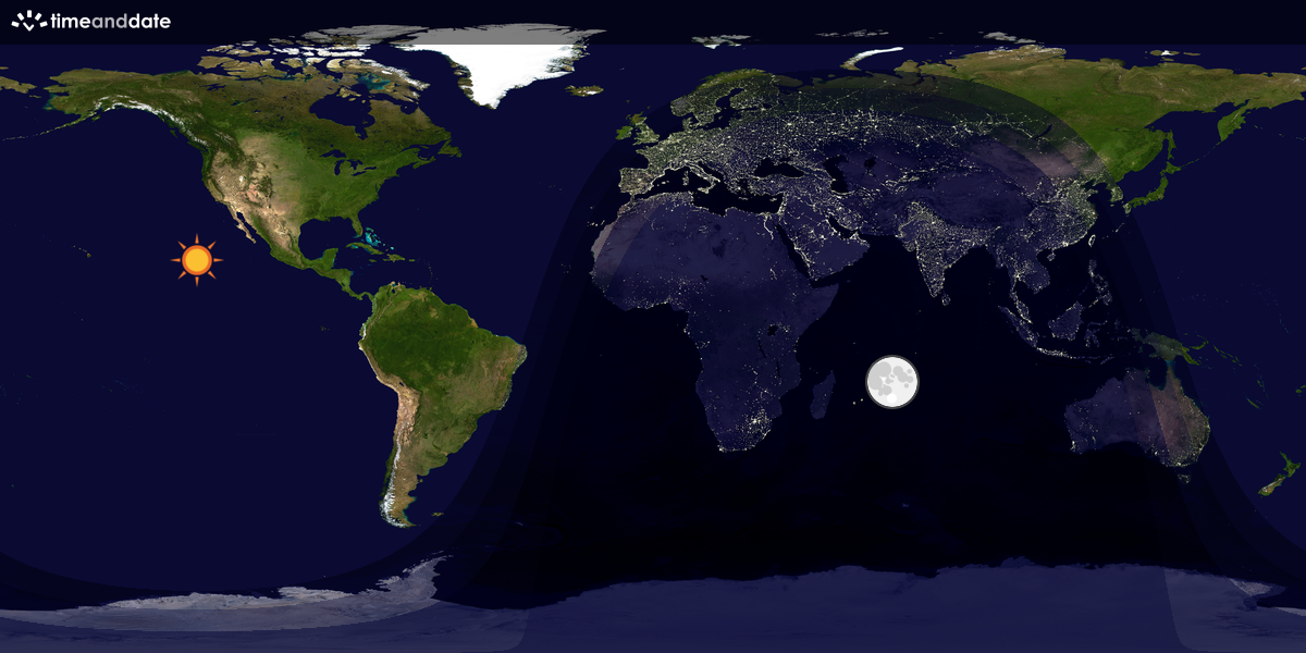 Verdenskart som viser dag og natt 