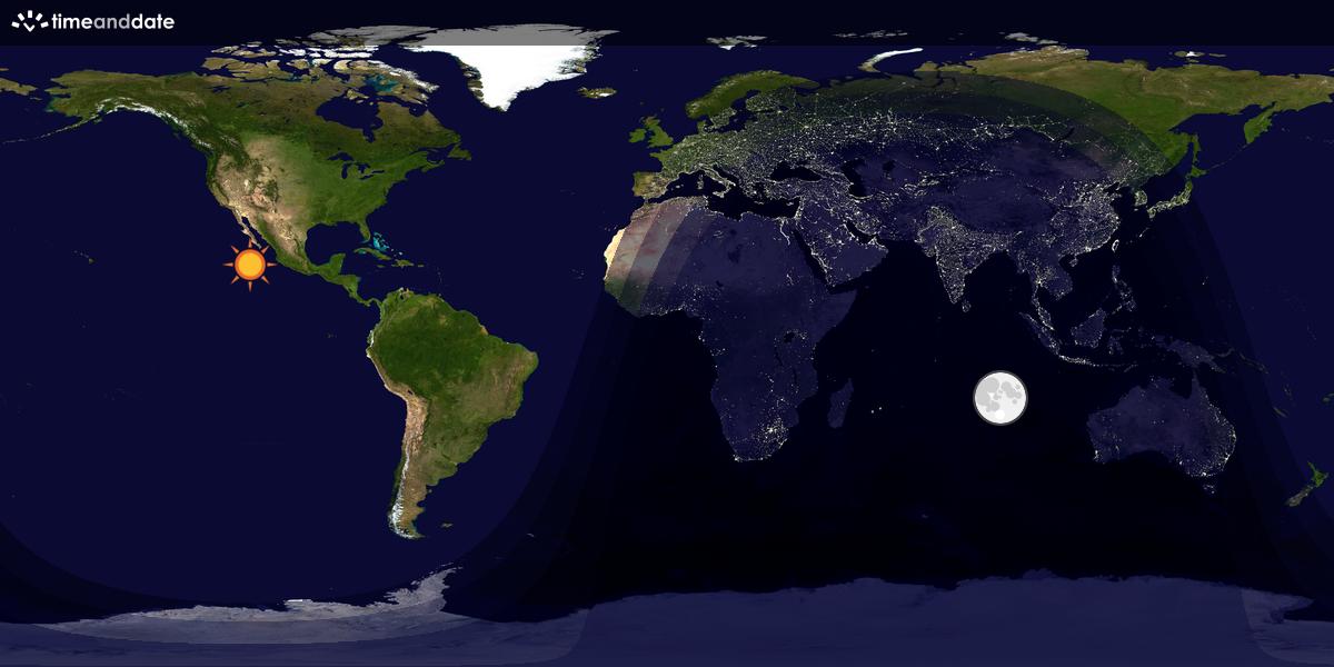 Verdenskart som viser dag og natt 