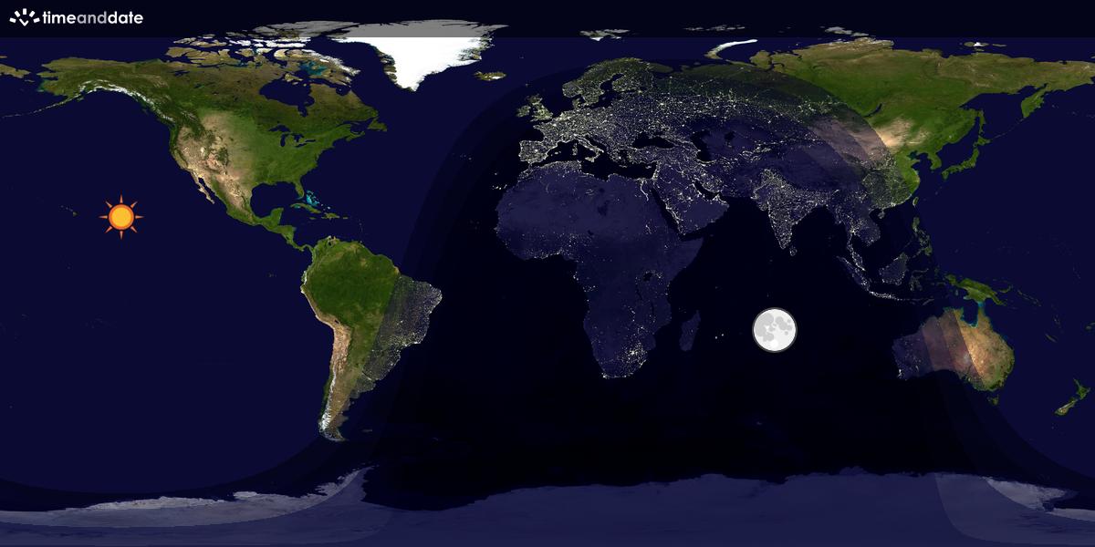 Verdenskart som viser dag og natt 