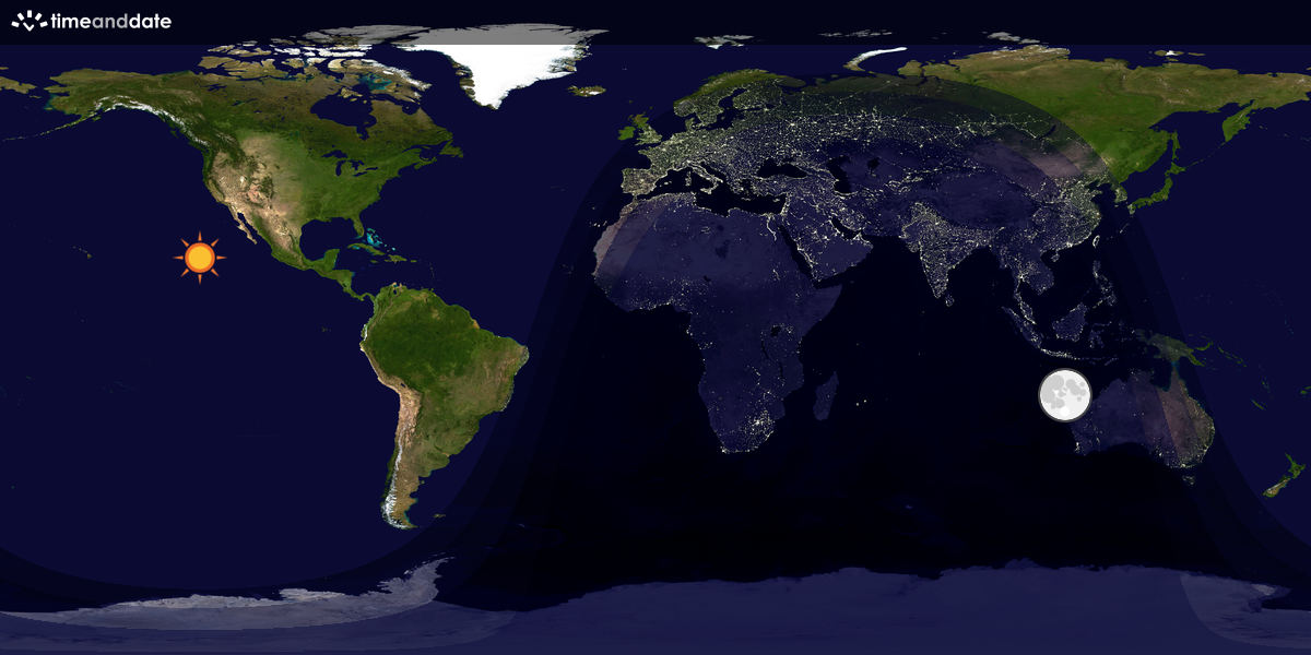 Verdenskart som viser dag og natt 