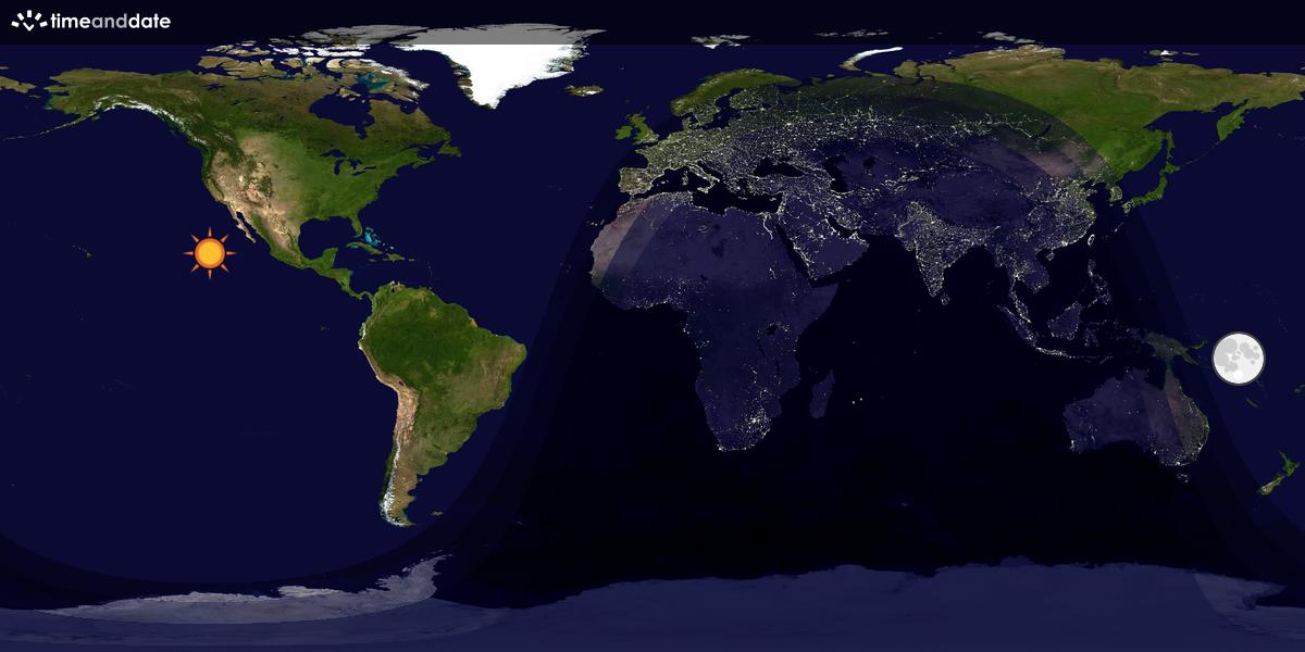 Verdenskart som viser dag og natt 