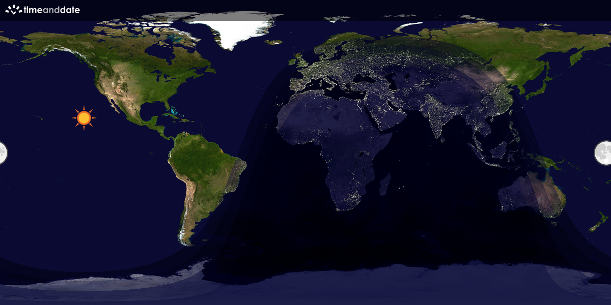 Verdenskart som viser dag og natt 