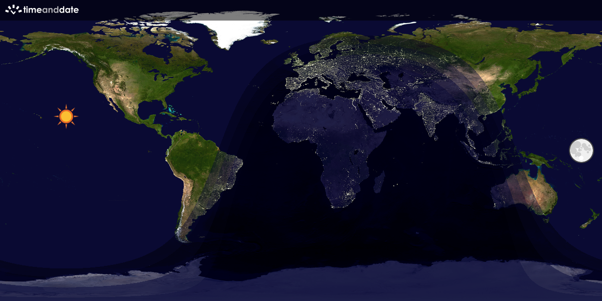 Verdenskart som viser dag og natt 
