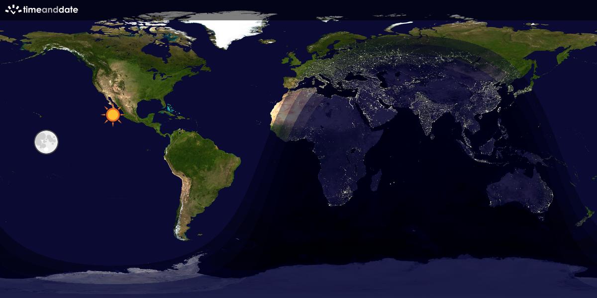 Verdenskart som viser dag og natt 