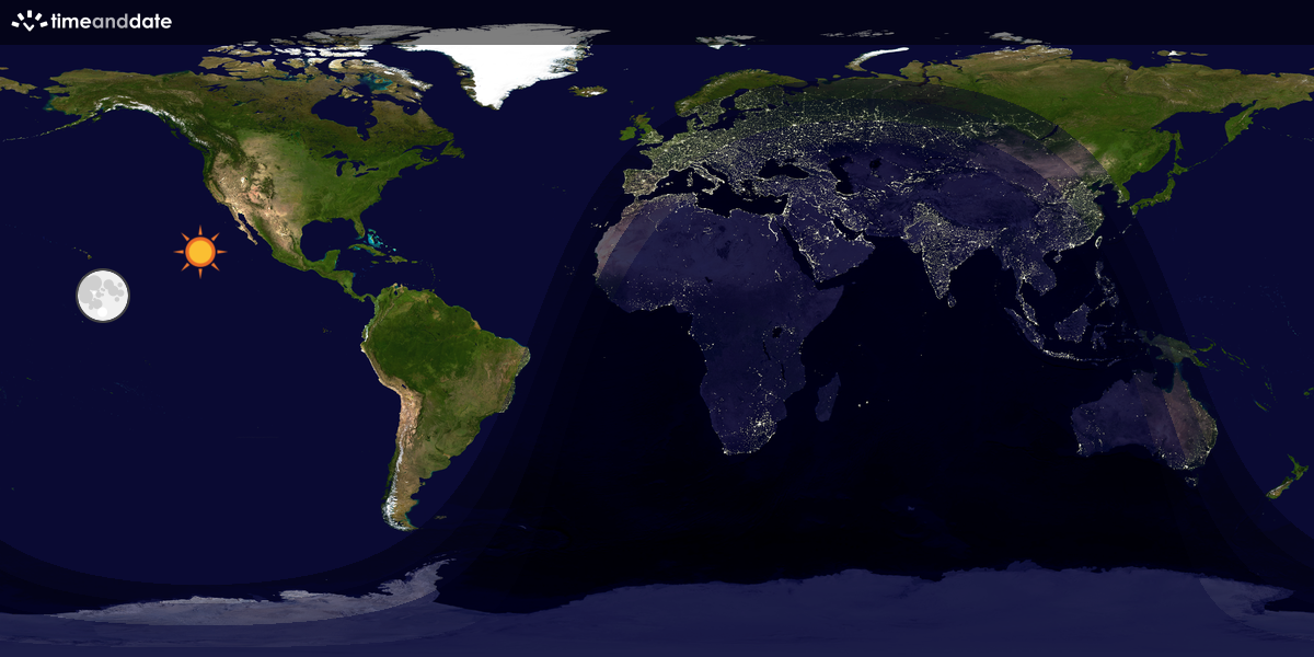Verdenskart som viser dag og natt 