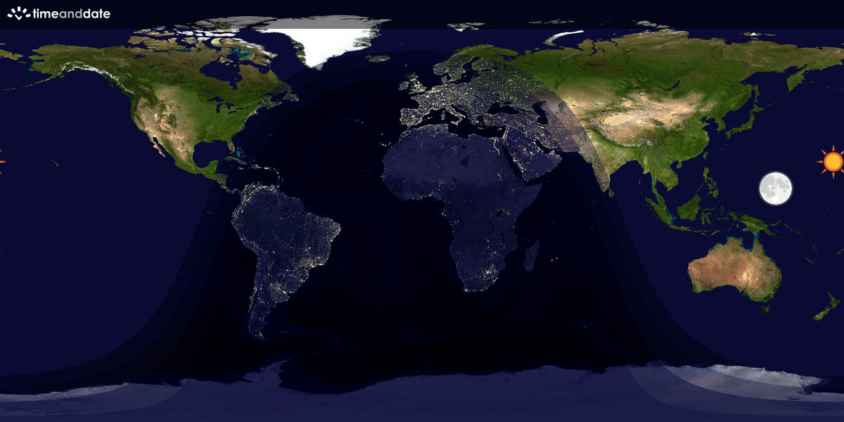 Verdenskart som viser dag og natt 