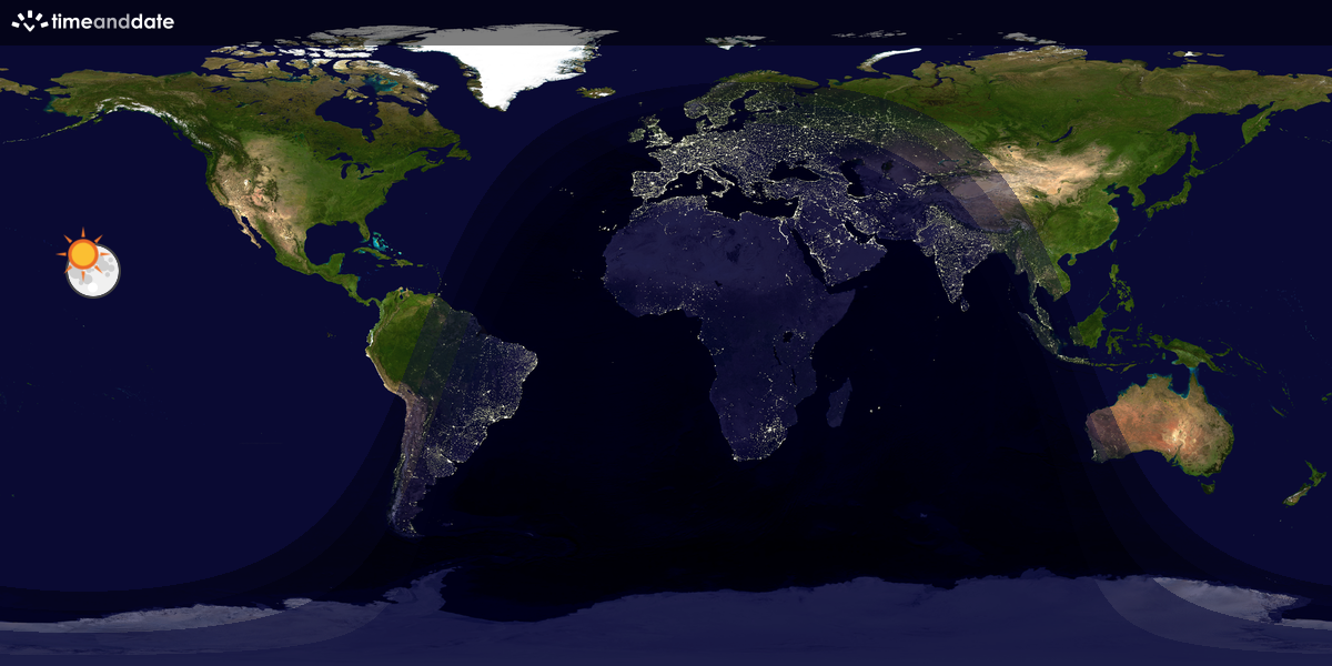 Verdenskart som viser dag og natt 