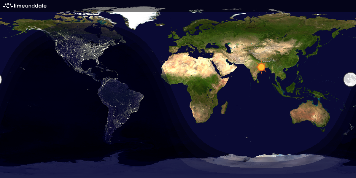 Verdenskart som viser dag og natt 